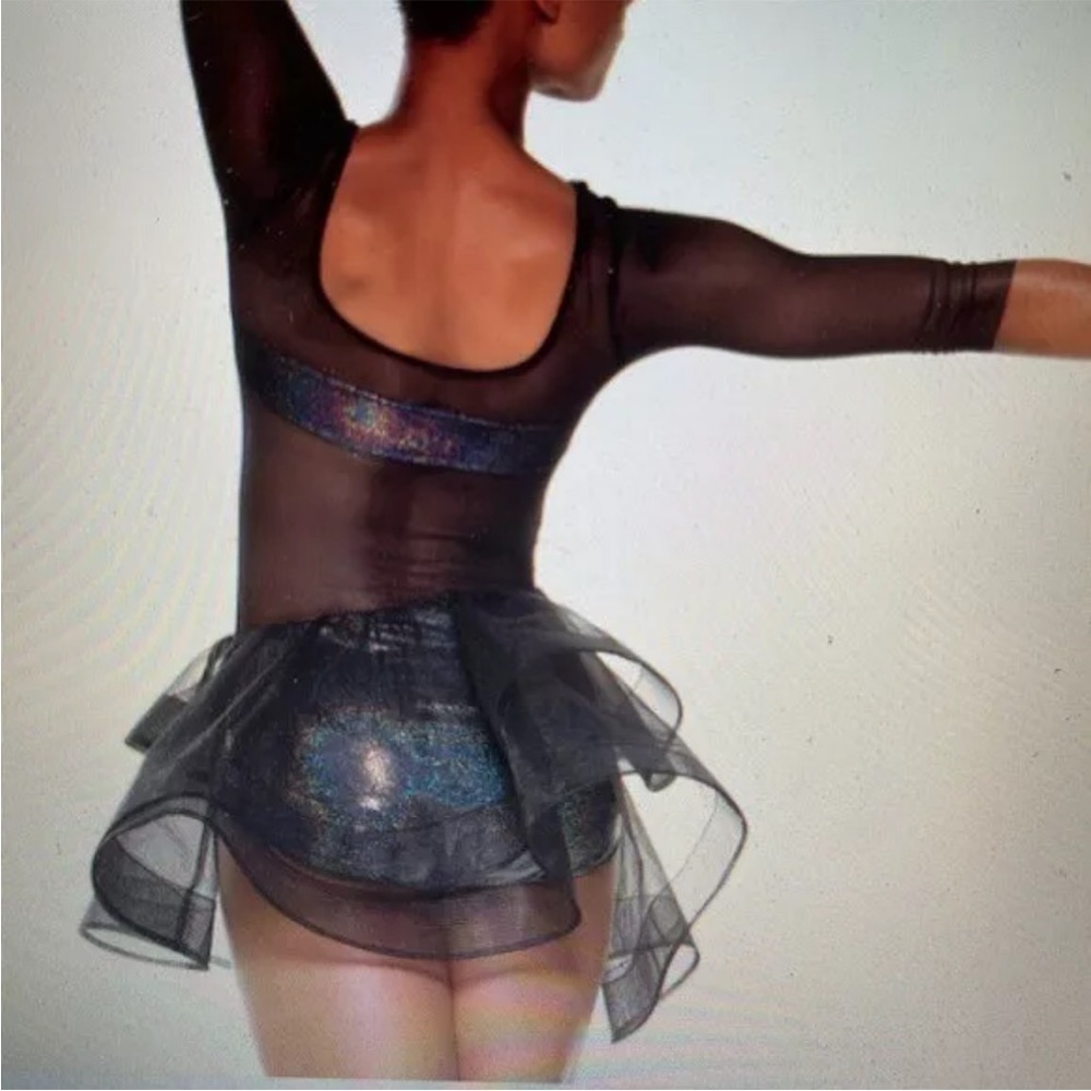 Revolution  Dancewear “Gravitate” Dance Costume Small Adult black mesh tulle